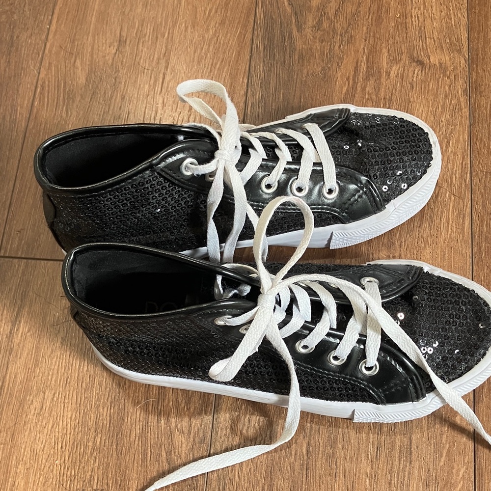 Kids Black Sequin High-Top Sneakers